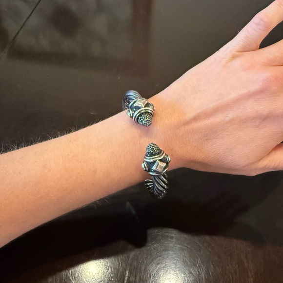 David Yurman Silver and Green Bracelet - Picture 8 of 10